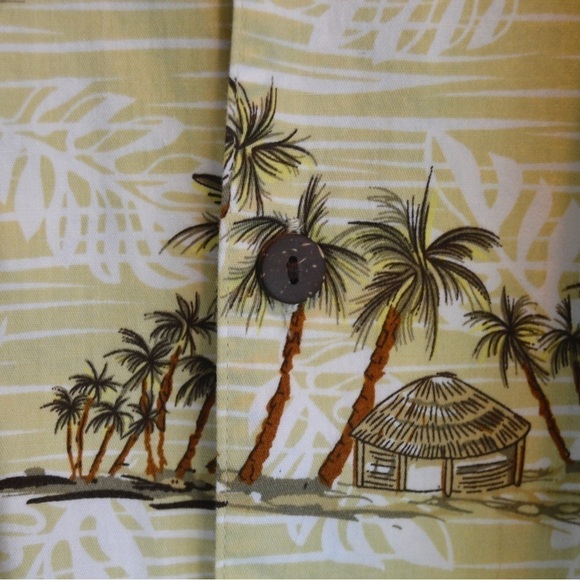 Men’s High Surf Island Print‎ Button Down Cool Cotton Short Sleeve Shirt, Medium - Picture 6 of 7